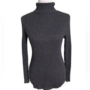 Chico's Dark Gray Ribbed Turtleneck Sweater